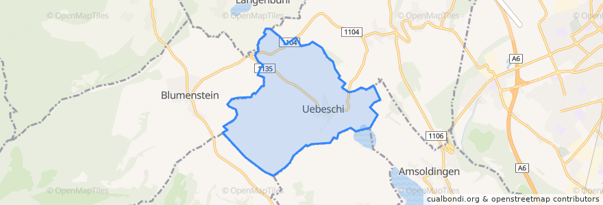 Mapa de ubicacion de Uebeschi.