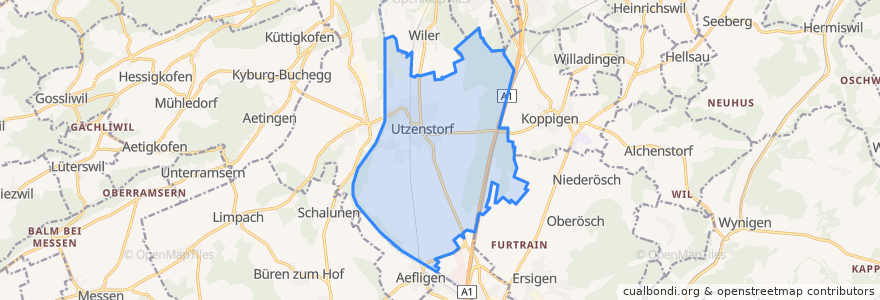 Mapa de ubicacion de Utzenstorf.