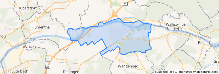 Mapa de ubicacion de Wangen an der Aare.