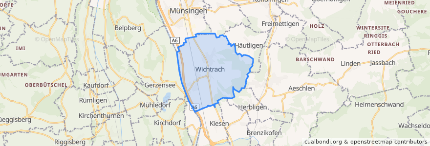 Mapa de ubicacion de Wichtrach.