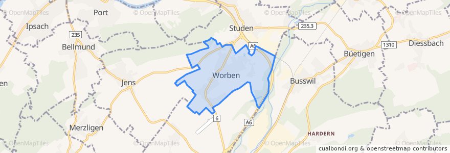Mapa de ubicacion de Worben.