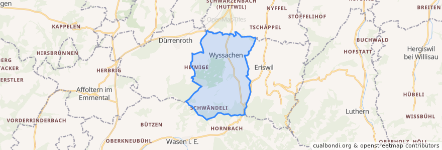 Mapa de ubicacion de Wyssachen.