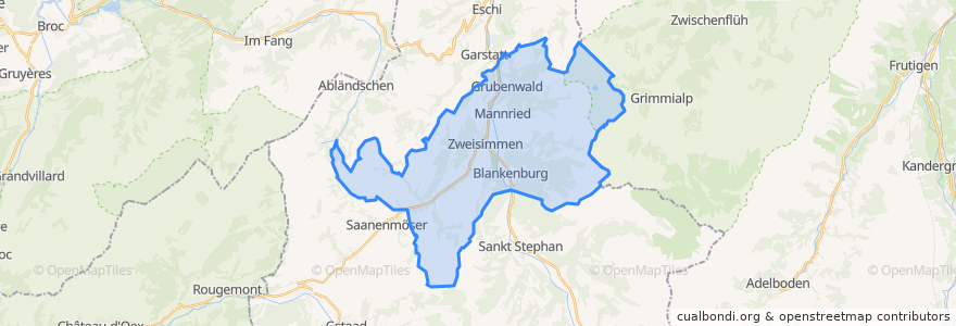 Mapa de ubicacion de Zweisimmen.