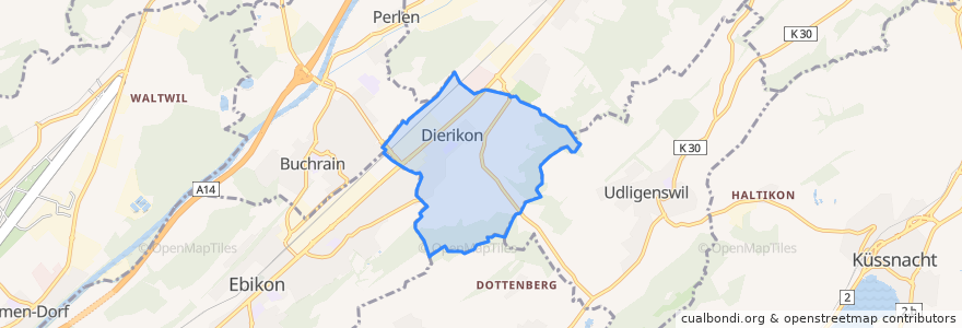 Mapa de ubicacion de Dierikon.