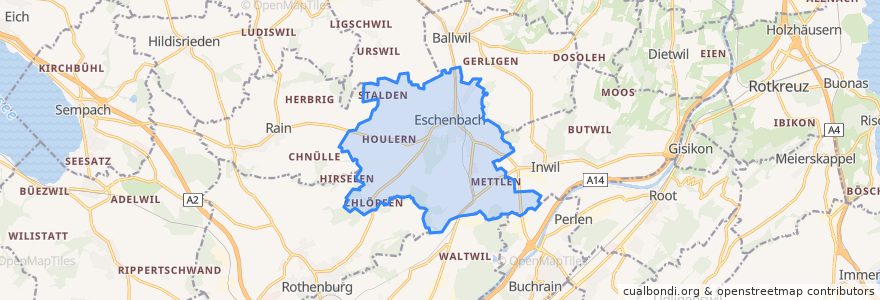 Mapa de ubicacion de Eschenbach (LU).