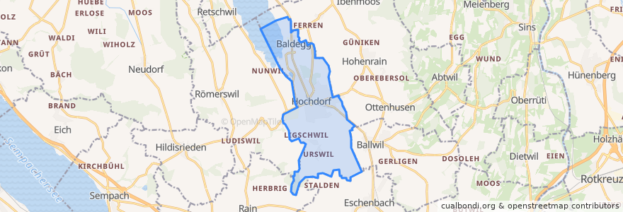 Mapa de ubicacion de Hochdorf.