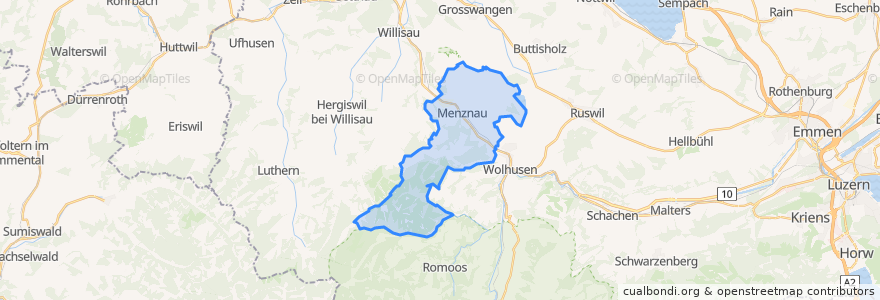 Mapa de ubicacion de Menznau.