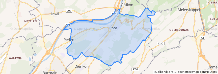 Mapa de ubicacion de Root.