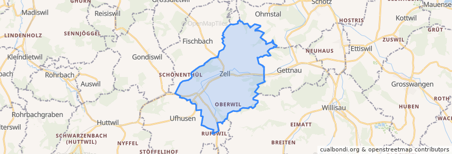 Mapa de ubicacion de Zell (LU).