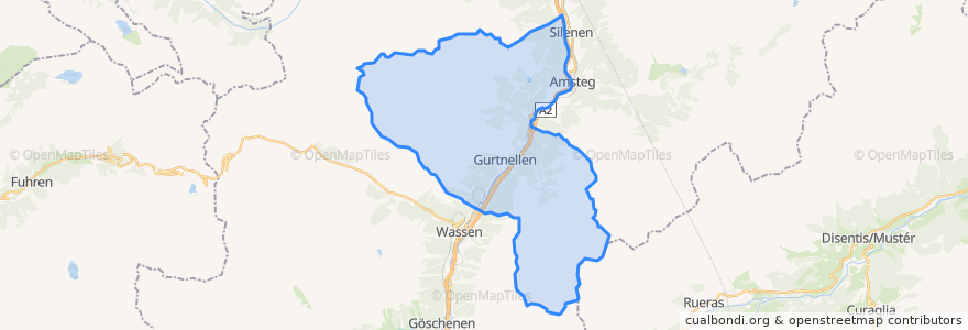 Mapa de ubicacion de Gurtnellen.