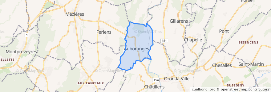 Mapa de ubicacion de Auboranges.