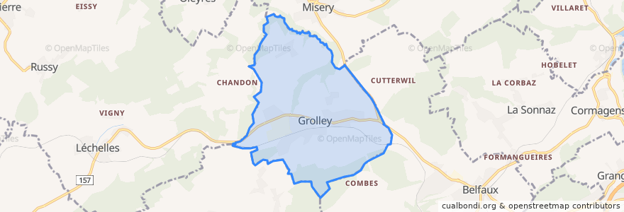 Mapa de ubicacion de Grolley.