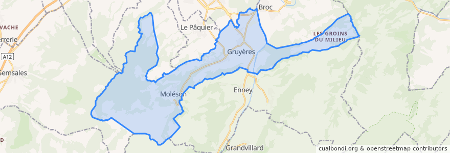 Mapa de ubicacion de Gruyères.