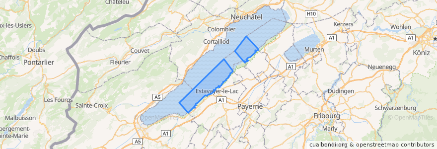 Mapa de ubicacion de Lac de Neuchâtel (FR).