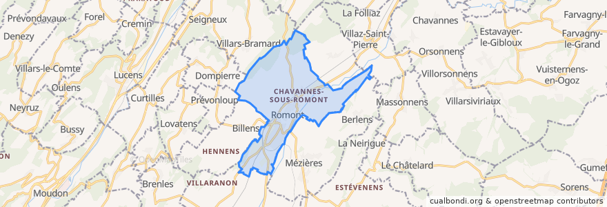 Mapa de ubicacion de Romont (FR).