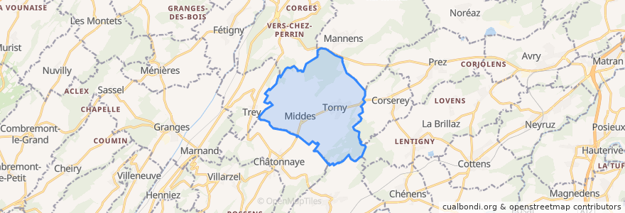 Mapa de ubicacion de Torny.