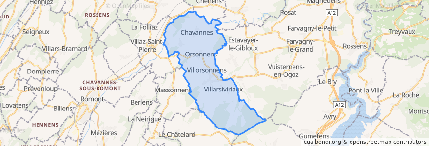 Mapa de ubicacion de Villorsonnens.