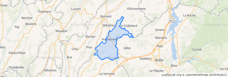 Mapa de ubicacion de Vuisternens-devant-Romont.