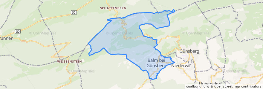 Mapa de ubicacion de Balm bei Günsberg.