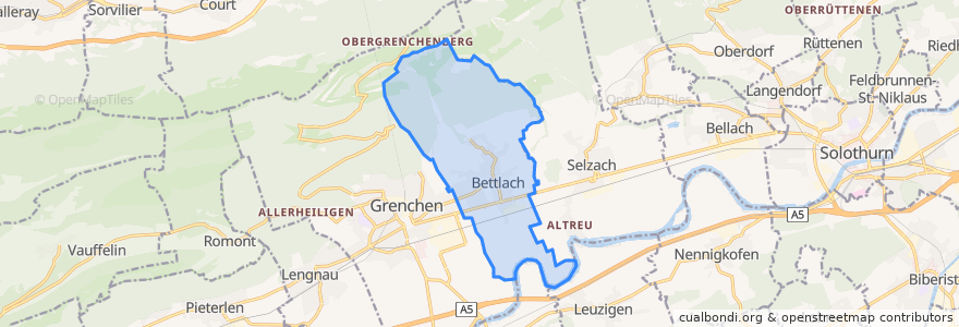 Mapa de ubicacion de Bettlach.