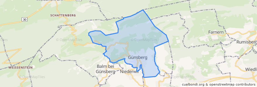 Mapa de ubicacion de Günsberg.