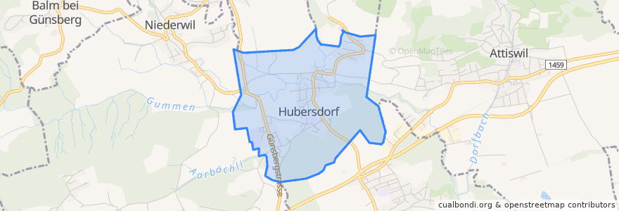 Mapa de ubicacion de Hubersdorf.