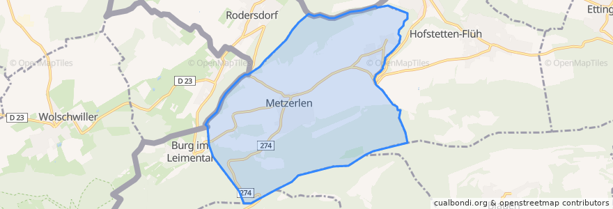 Mapa de ubicacion de Metzerlen-Mariastein.