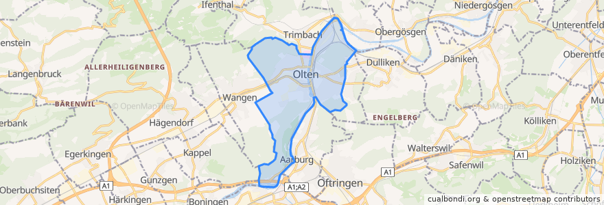 Mapa de ubicacion de Olten.