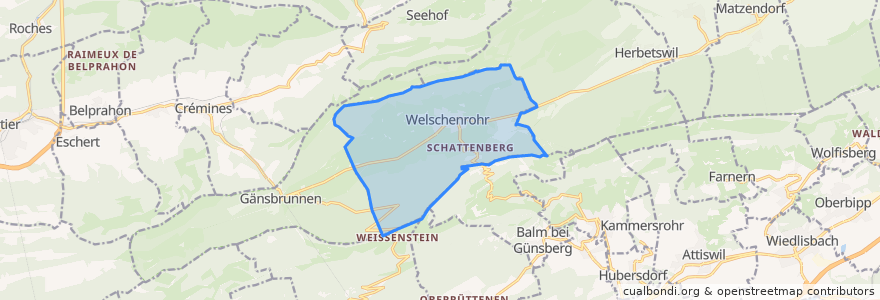 Mapa de ubicacion de Welschenrohr-Gänsbrunnen.