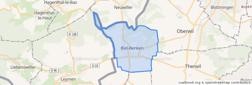 Mapa de ubicacion de Biel-Benken.