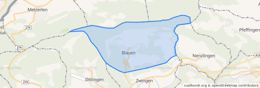 Mapa de ubicacion de Blauen.