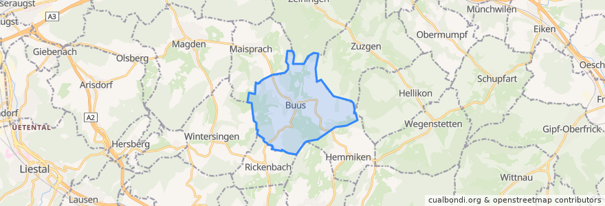 Mapa de ubicacion de Buus.