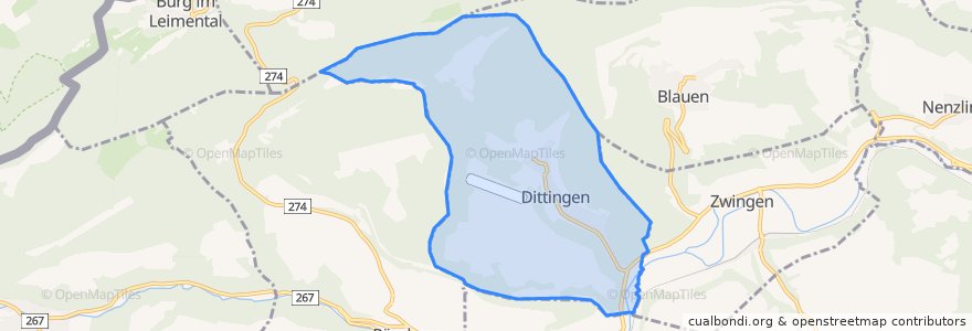 Mapa de ubicacion de Dittingen.