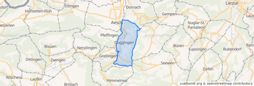 Mapa de ubicacion de Duggingen.