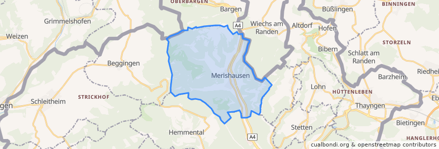 Mapa de ubicacion de Merishausen.