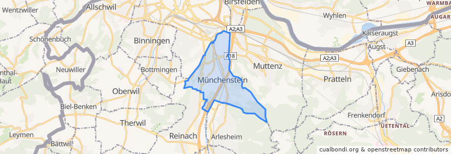 Mapa de ubicacion de Münchenstein.