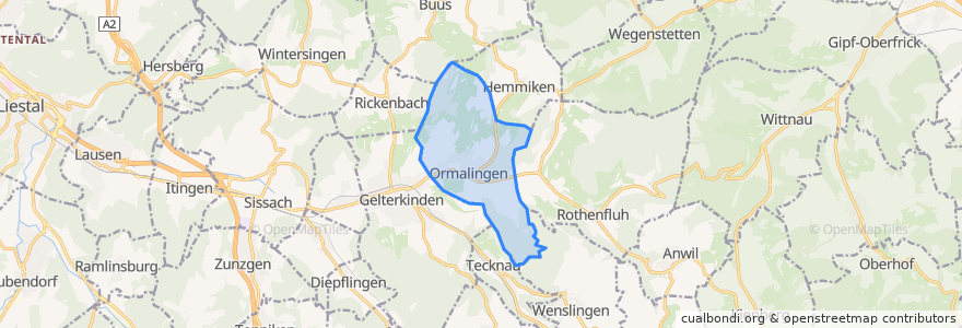 Mapa de ubicacion de Ormalingen.