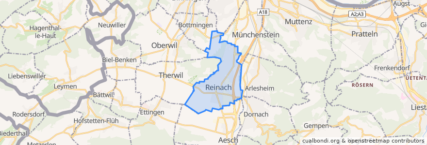 Mapa de ubicacion de Reinach.