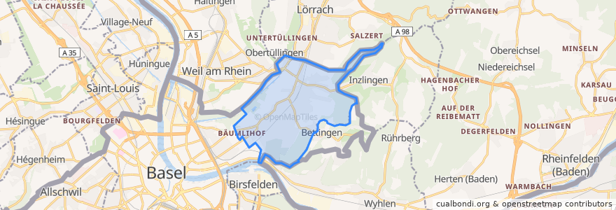 Mapa de ubicacion de Riehen.