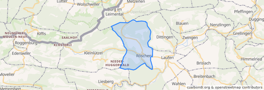 Mapa de ubicacion de Röschenz.