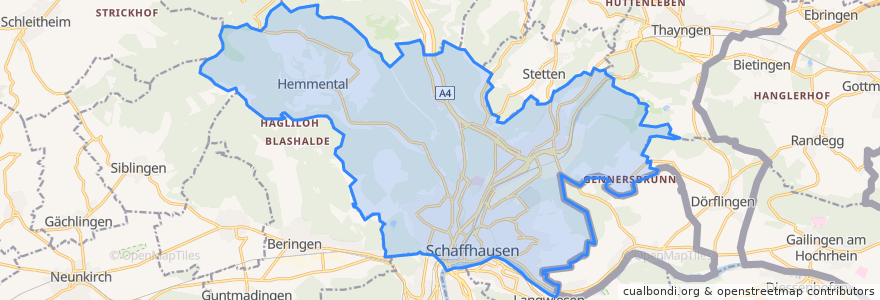 Mapa de ubicacion de Schaffhausen.