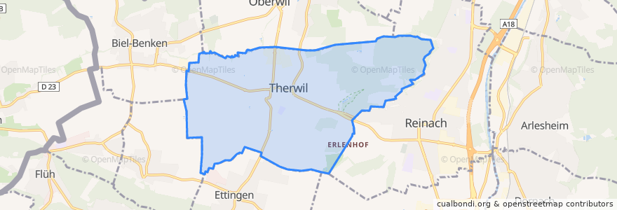 Mapa de ubicacion de Therwil.