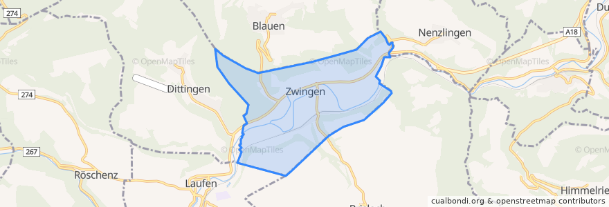 Mapa de ubicacion de Zwingen.