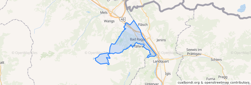 Mapa de ubicacion de Bad Ragaz.