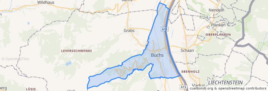 Mapa de ubicacion de Buchs (SG).