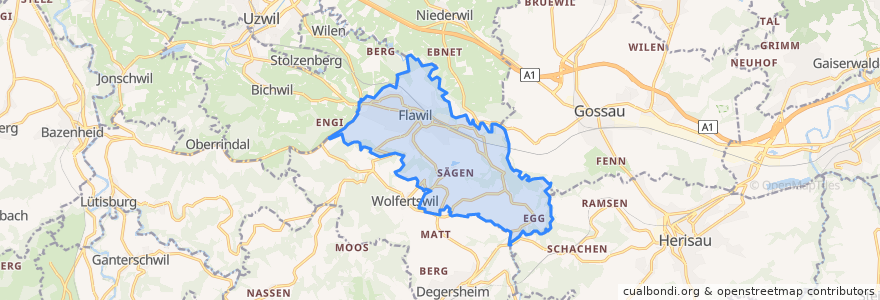 Mapa de ubicacion de Flawil.