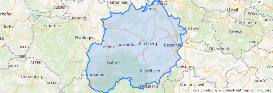 Mapa de ubicacion de Kirchberg (SG).