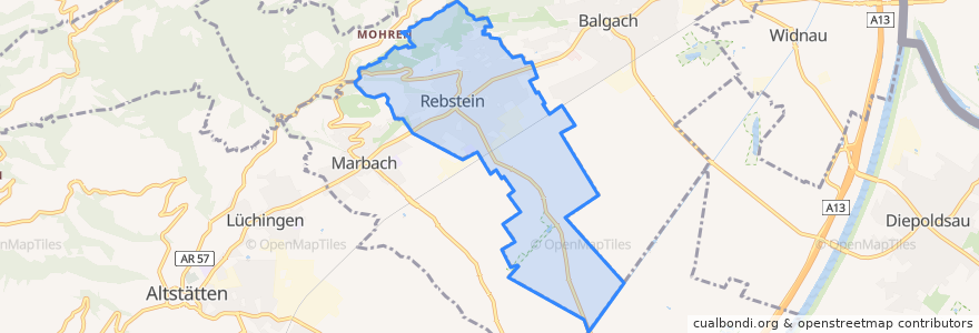 Mapa de ubicacion de Rebstein.