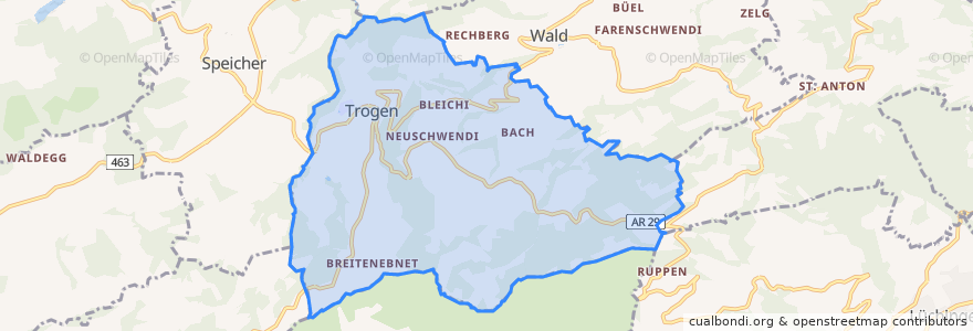 Mapa de ubicacion de Trogen.