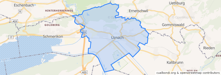 Mapa de ubicacion de Uznach.